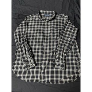 Ralph Lauren Classic Fit Plaid Button Down Shirt Mens XXL Black And‎ White Check
